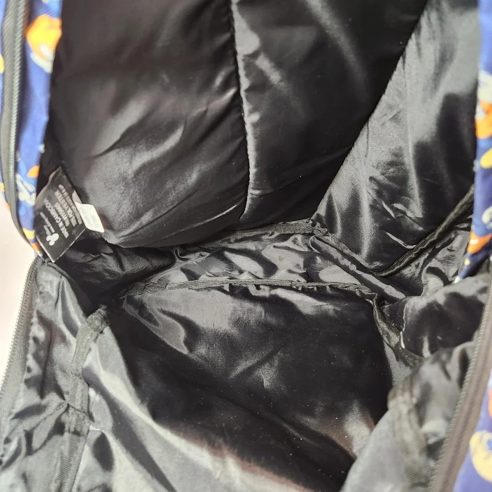 Disney Mickey Mouse Navy Blue All Over Print Polyester Backpack Front Zip Pocket
